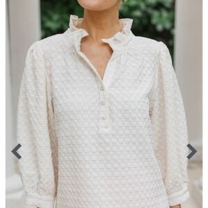Women’s Soft Pink Textured Ruffle Collar Blouse